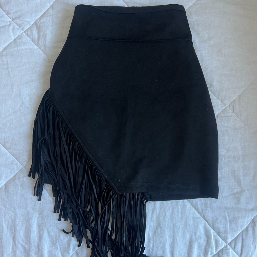 Black Fringe Women's Skirt